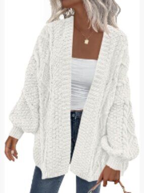 Cable Knit Open Front Long Sleeve Chunky Cardigan Sweater